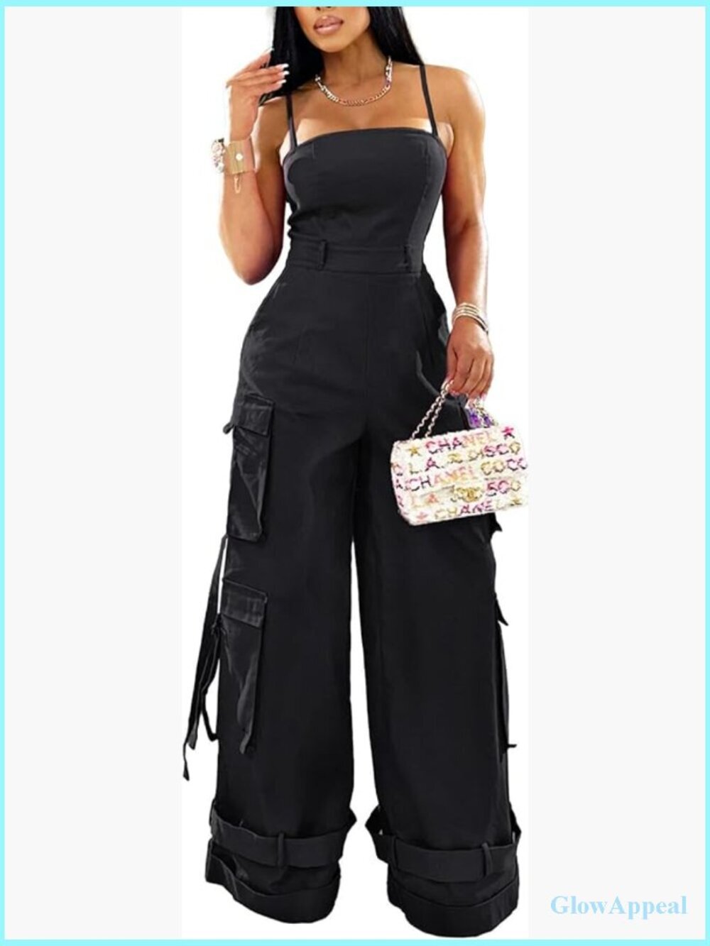 Women's Cargo Jumpsuit Wide Leg One Piece Overalls with Pockets